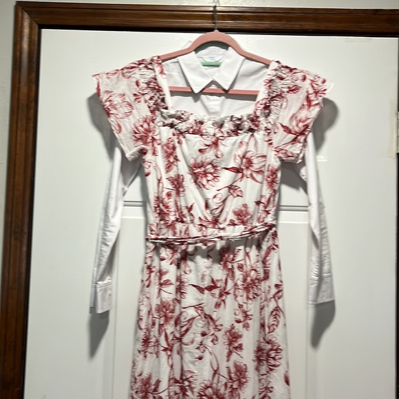 Julia Jordan Size 6 Medium Maxi dress Red and white Floral print on off shoulder - Picture 2 of 11